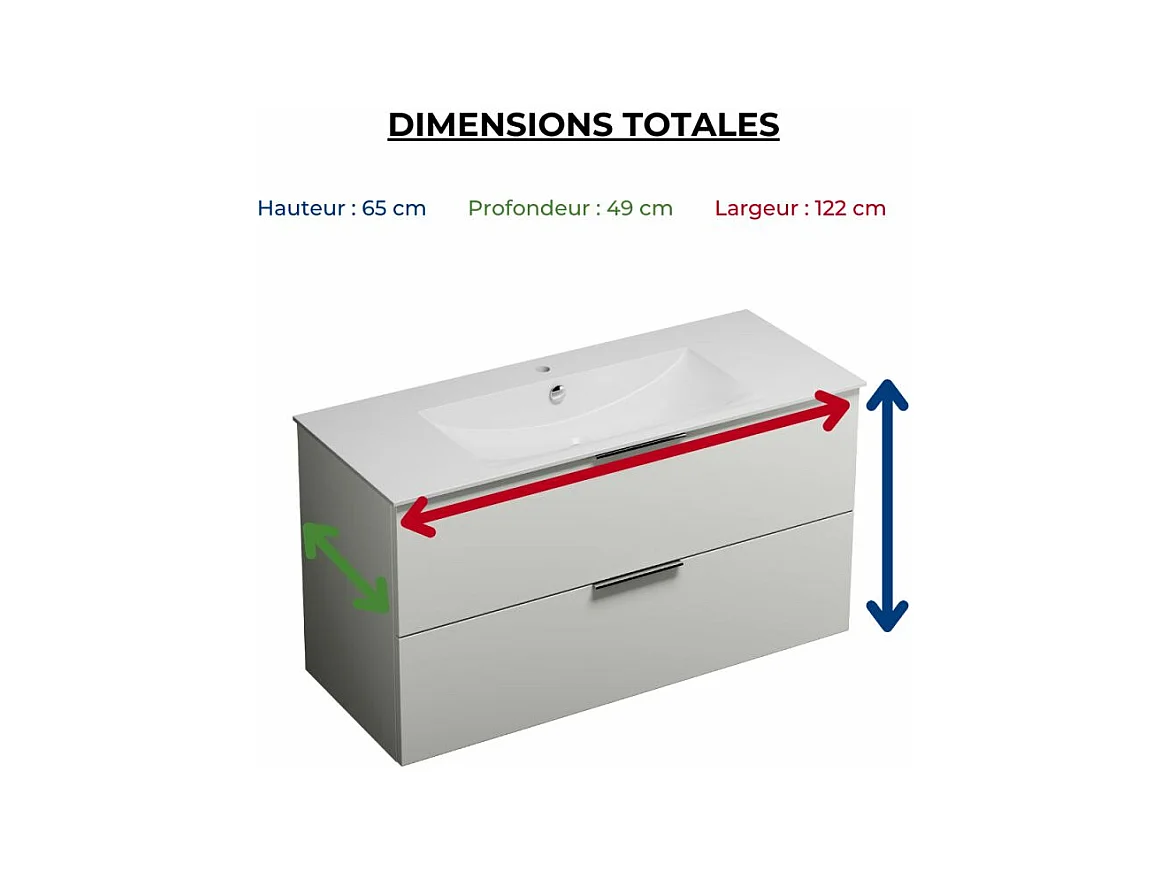 Meuble vasque 120 cm BURGBAD Olena blanc brillant + colonne