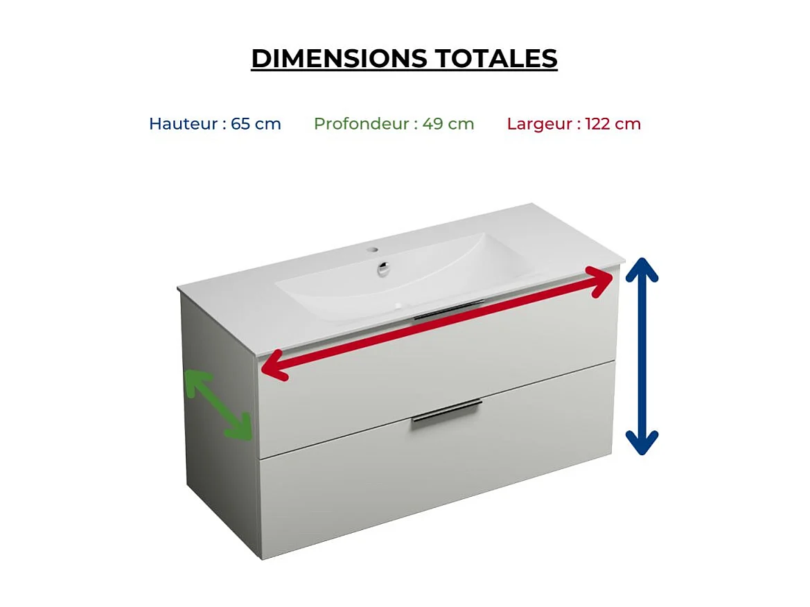 Meuble vasque 120 cm BURGBAD Olena blanc brillant + colonne