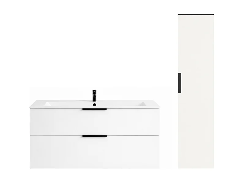 Meuble vasque 120 cm BURGBAD Olena blanc brillant + colonne