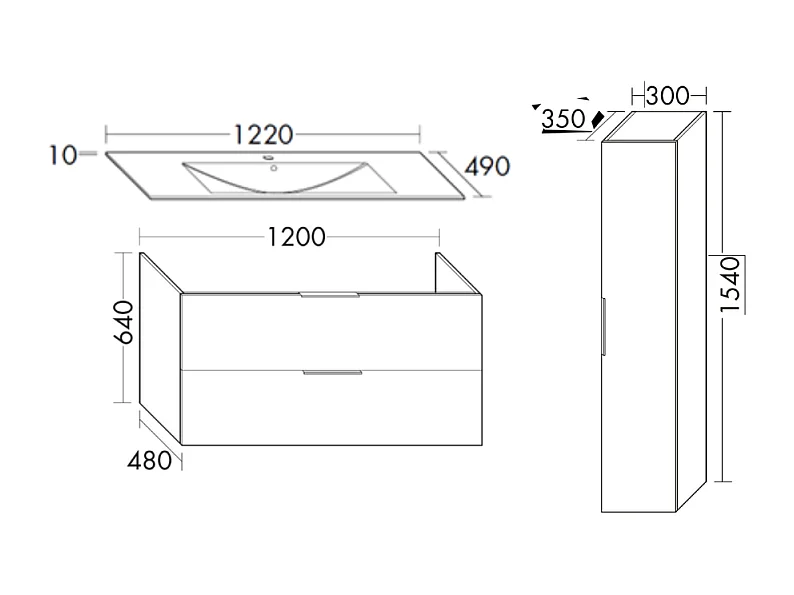 Meuble vasque 120 cm BURGBAD Olena blanc brillant + colonne