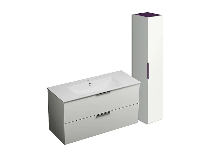 Meuble vasque 120 cm BURGBAD Olena blanc brillant + colonne