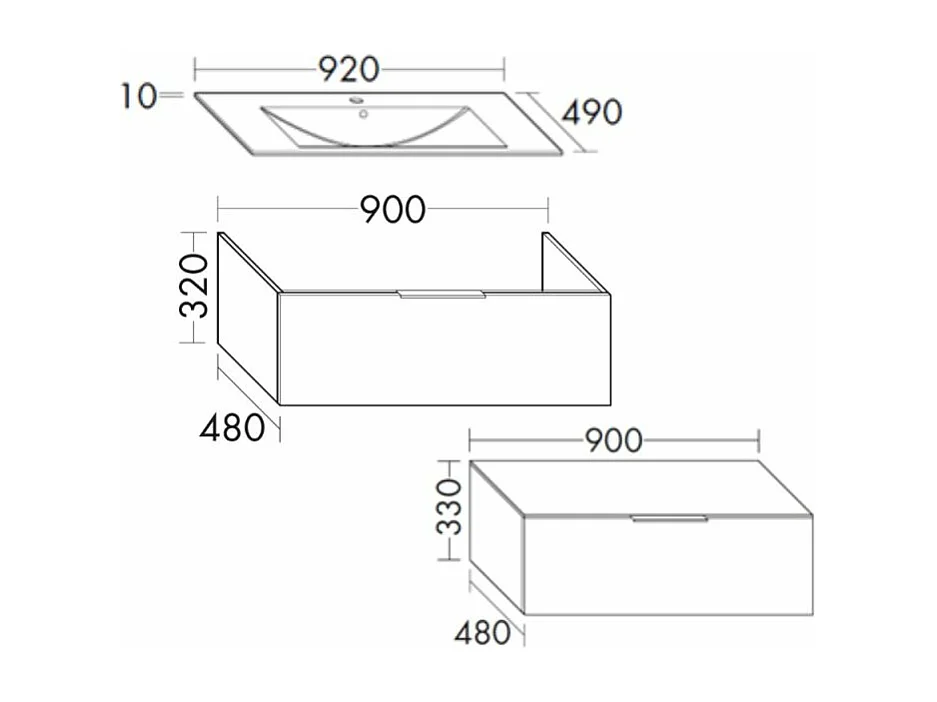 Meuble vasque 90 cm BURGBAD Olena en décalé blanc brillant + miroir