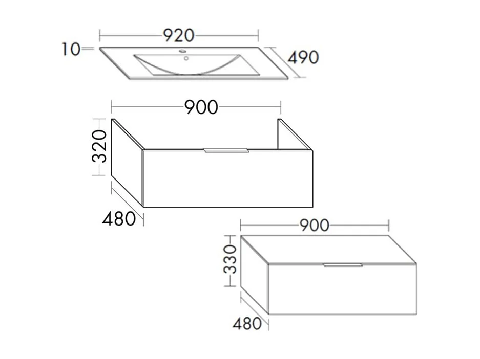 Meuble vasque 90 cm BURGBAD Olena en décalé blanc brillant + miroir