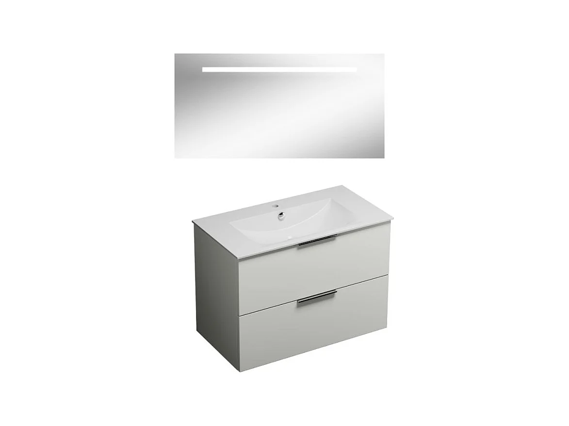 Meuble vasque 90 cm BURGBAD Olena blanc brillant + miroir