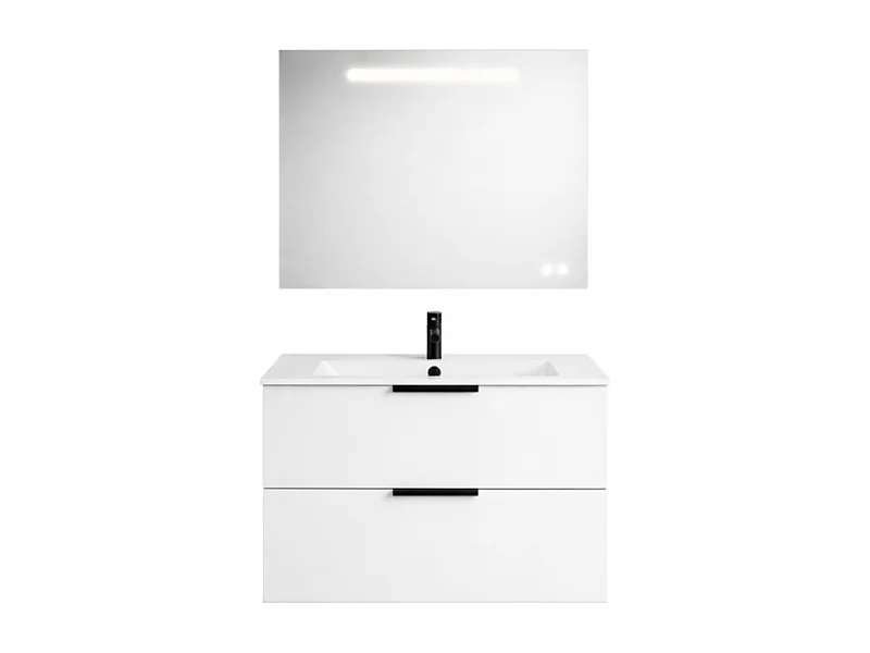 Meuble vasque 90 cm BURGBAD Olena blanc brillant + miroir