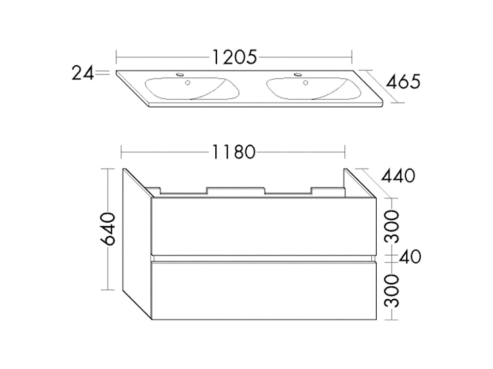Meuble de salle de bain double vasque 120 cm blanc mat BURGBAD Joline