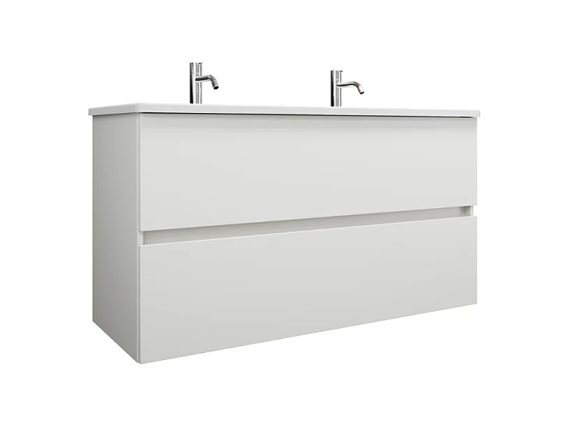 Meuble de salle de bain double vasque 120 cm blanc mat BURGBAD Joline