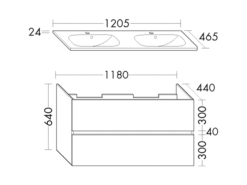 Meuble de salle de bain double vasque 120 cm blanc mat BURGBAD Joline