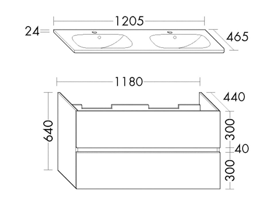 Meuble de salle de bain double vasque 120 cm blanc mat BURGBAD Joline