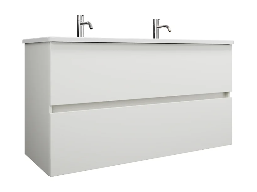 Meuble de salle de bain double vasque 120 cm blanc mat BURGBAD Joline