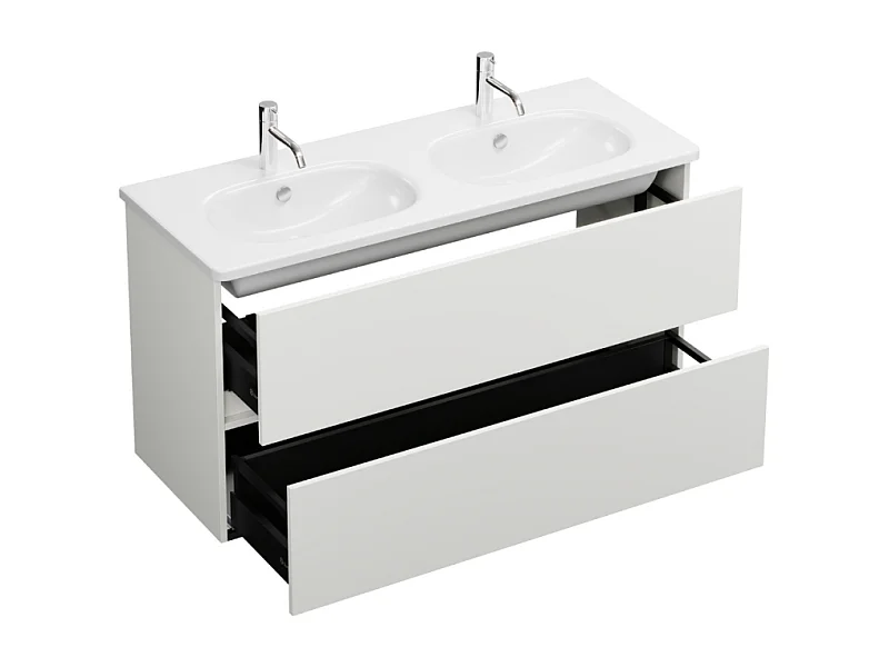 Meuble de salle de bain double vasque 120 cm blanc mat BURGBAD Joline