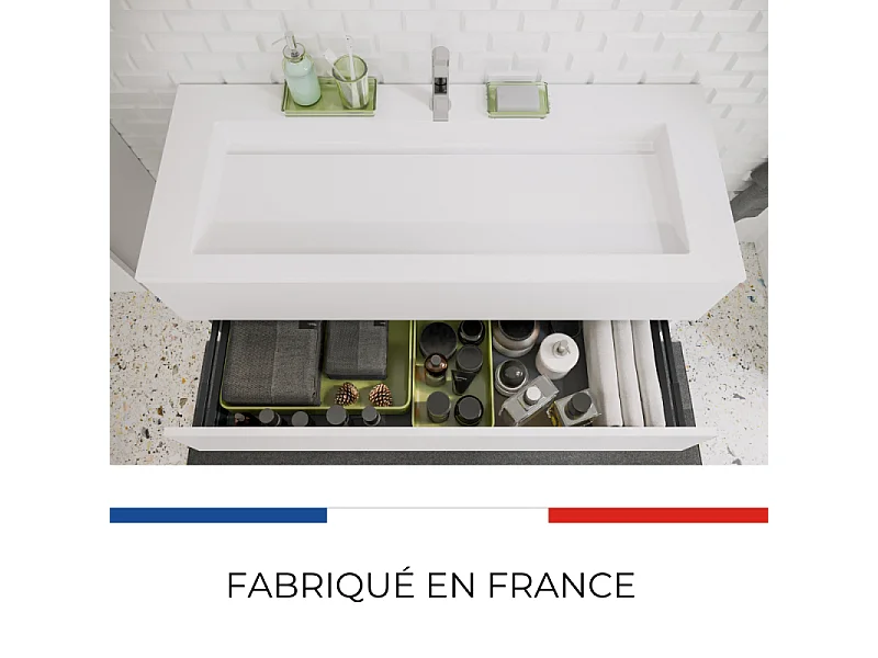 Pack meuble vasque 80 cm BURGBAD Cosmo blanc mat + miroir + colonne