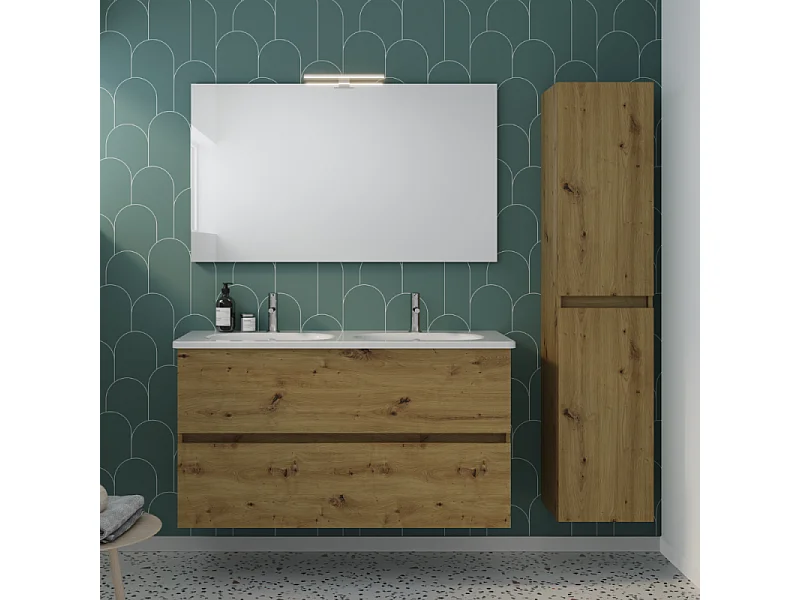 Meuble de salle de bain double vasque BURGBAD Joline 120 cm chêne
