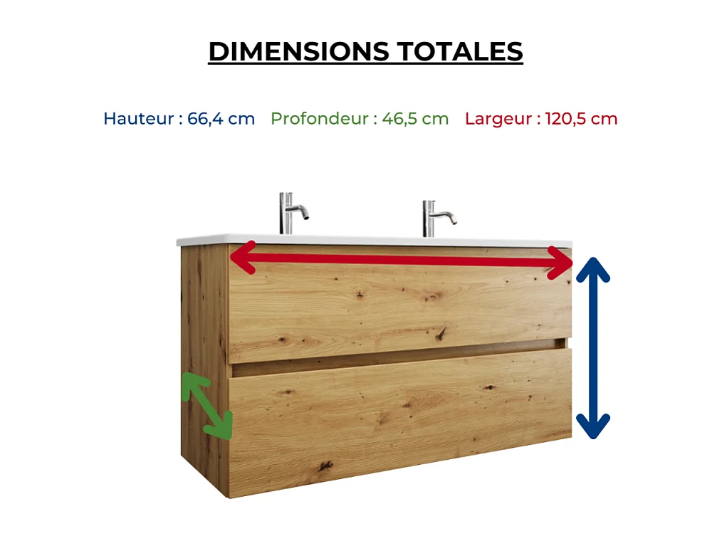 Meuble de salle de bain double vasque BURGBAD Joline 120 cm chêne