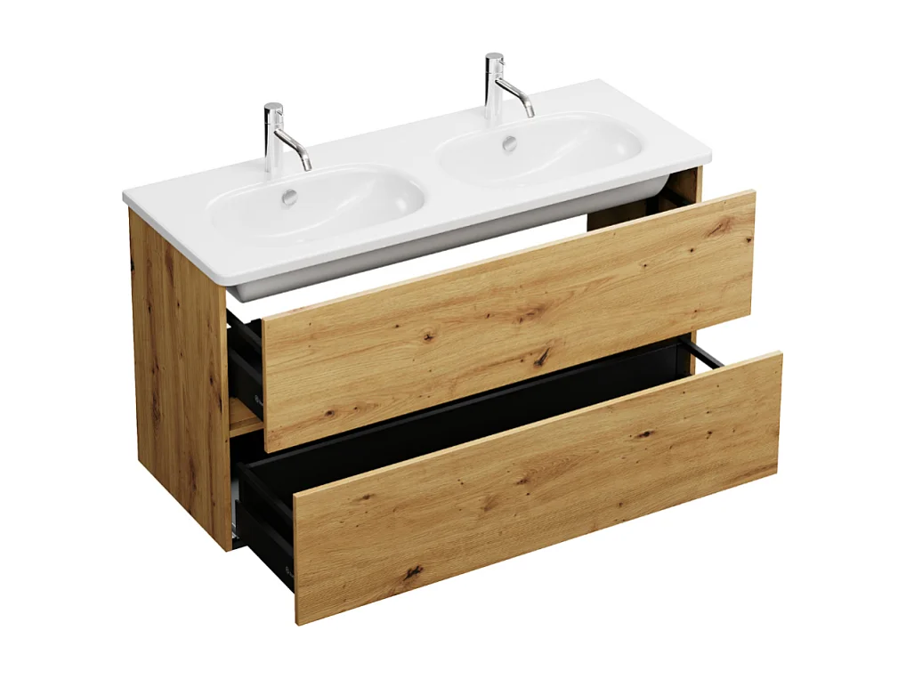 Meuble de salle de bain double vasque BURGBAD Joline 120 cm chêne