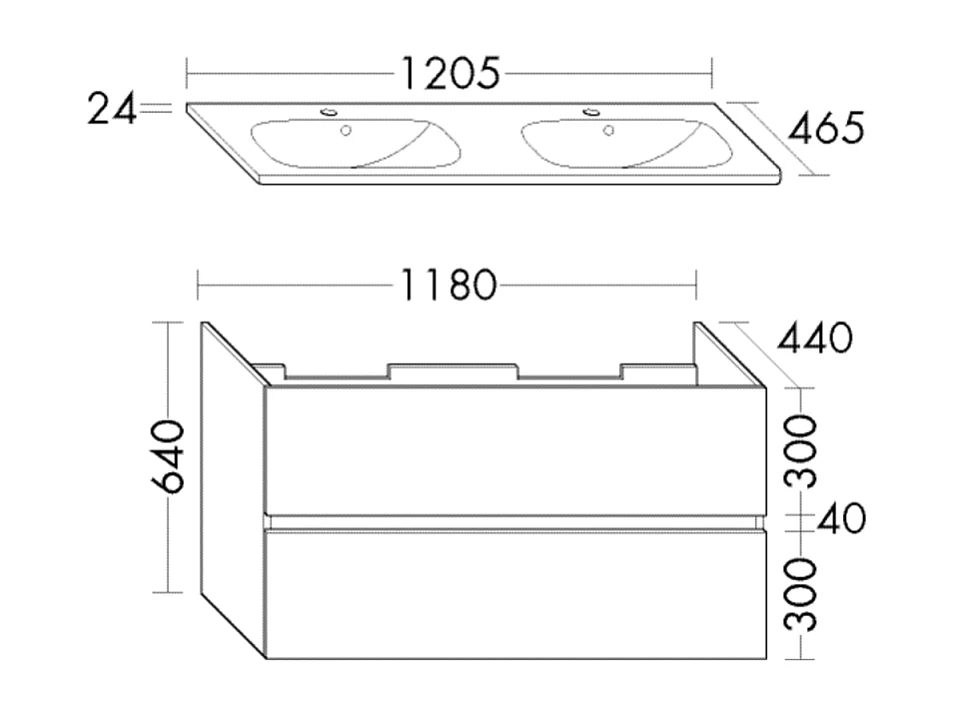 Meuble de salle de bain double vasque BURGBAD Joline 120 cm chêne
