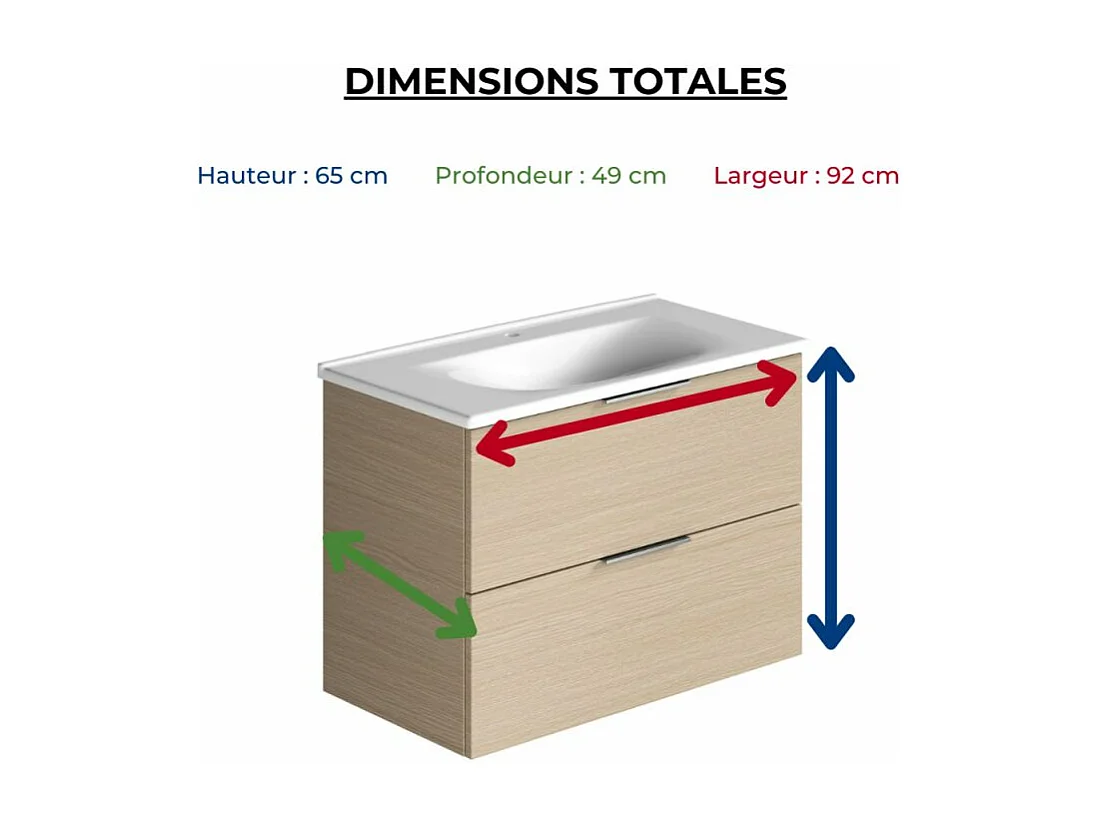 Meuble vasque 90 cm BURGBAD Olena chêne clair