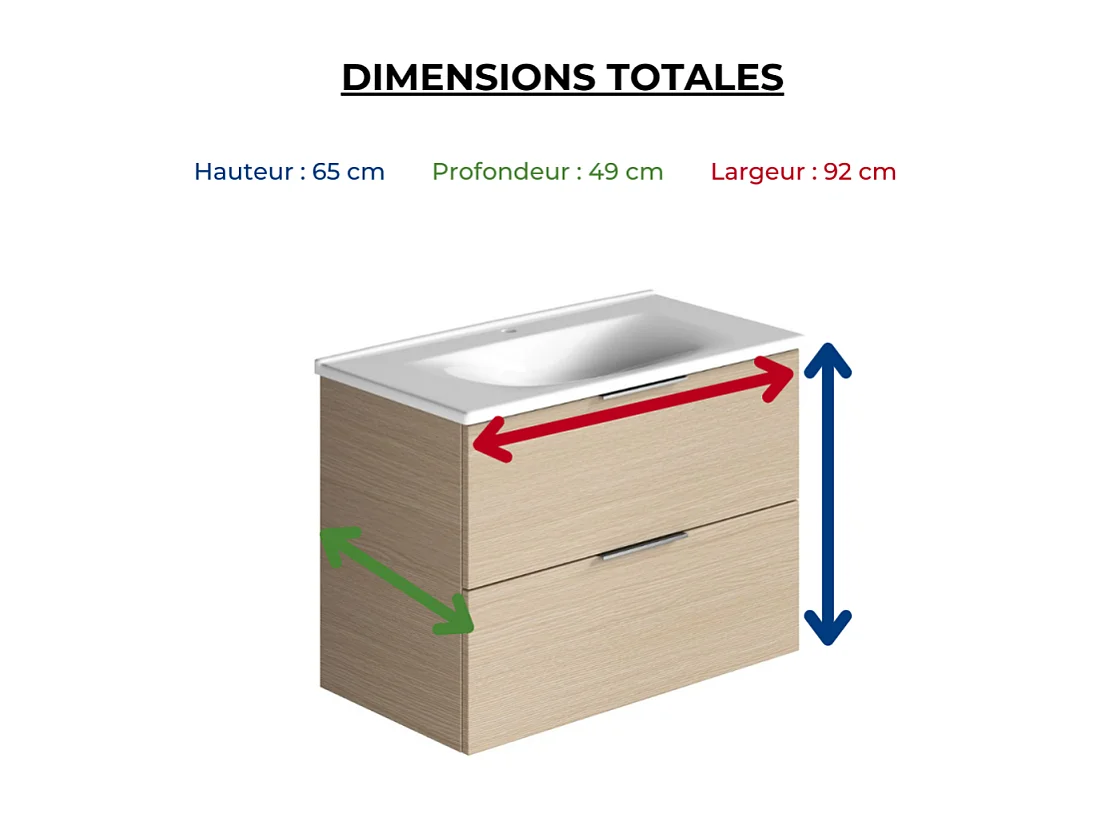 Meuble vasque 90 cm BURGBAD Olena chêne clair