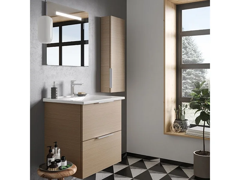 Meuble vasque 90 cm BURGBAD Olena chêne clair