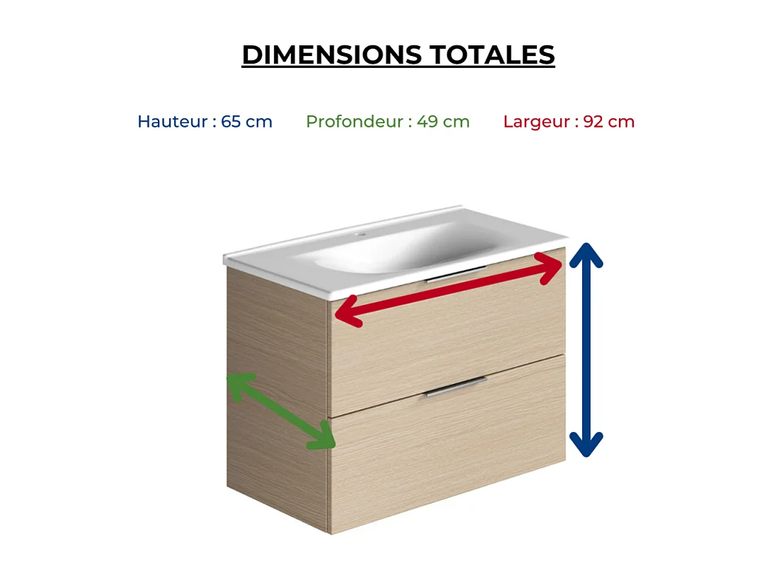 Meuble vasque 90 cm BURGBAD Olena chêne clair