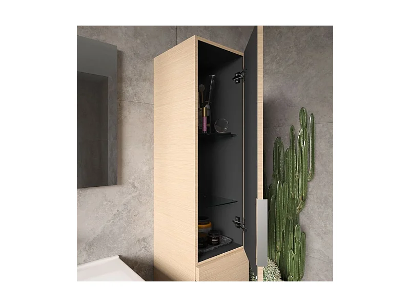 Meuble double vasque 120 cm BURGBAD Olena chêne clair + colonne