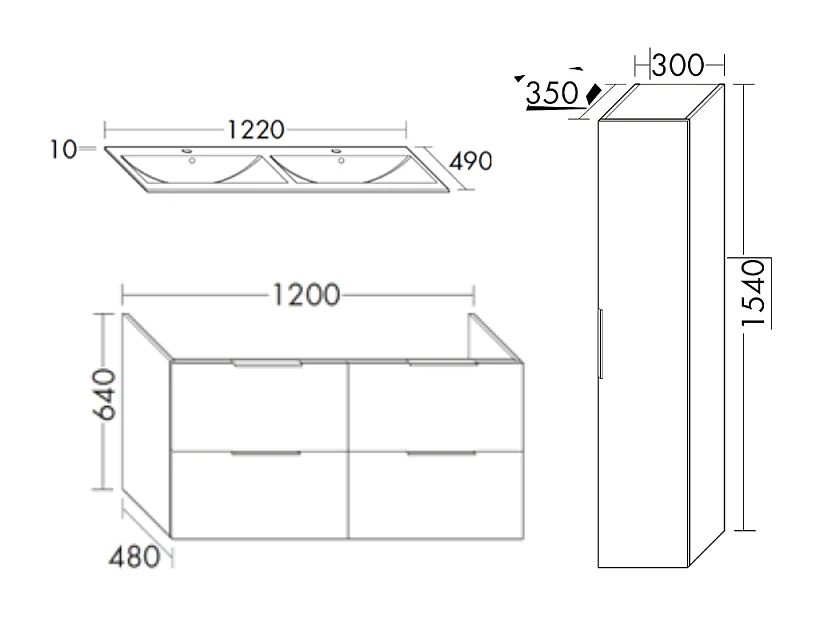 Meuble double vasque 120 cm BURGBAD Olena chêne clair + colonne