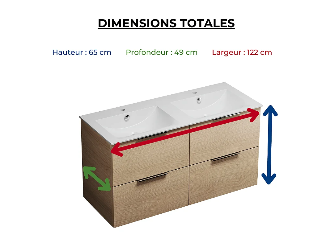 Meuble salle de bain double vasque BURGBAD Olena 120 cm chêne clair + colonne