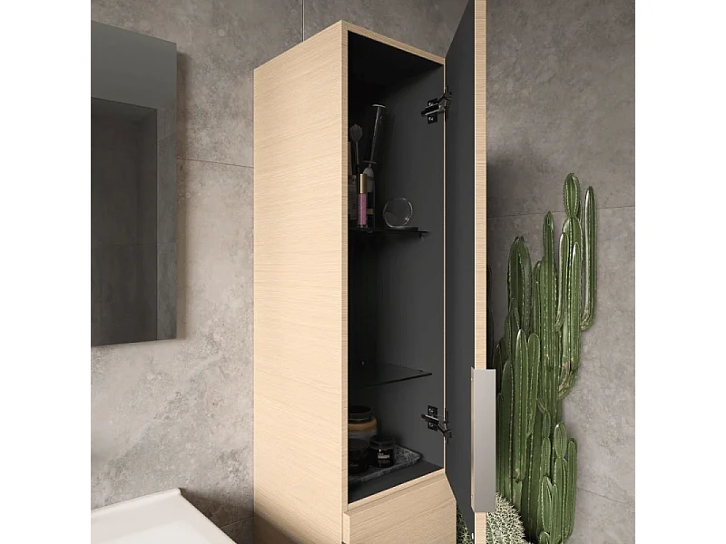 Meuble salle de bain double vasque BURGBAD Olena 120 cm chêne clair + colonne