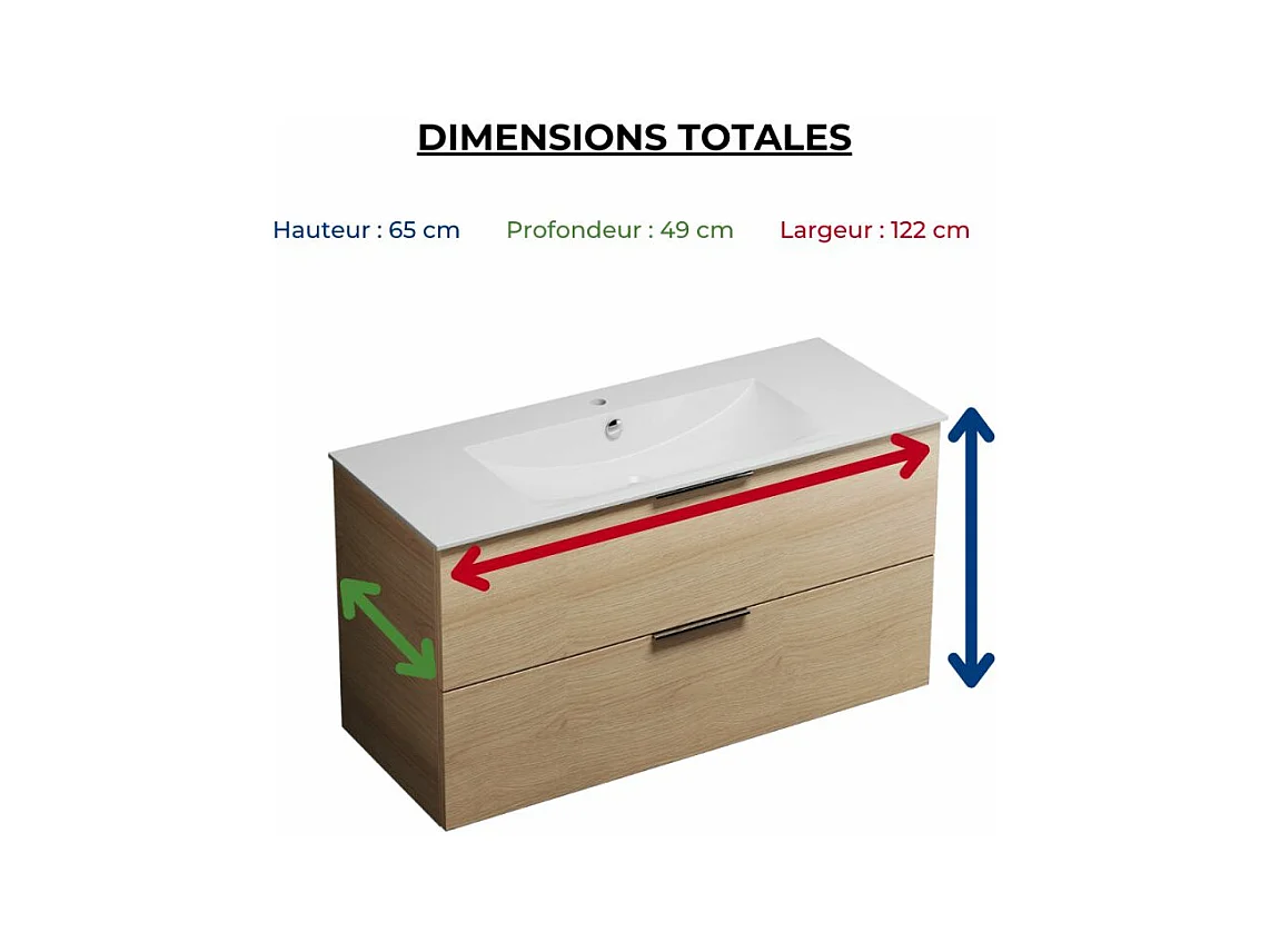 Meuble vasque 120 cm BURGBAD Olena chêne clair + colonne de salle de bain