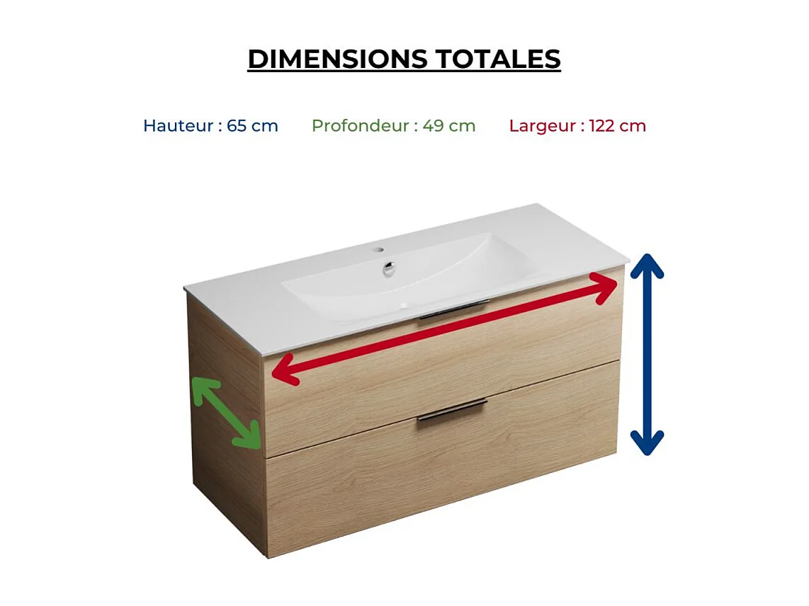 Meuble vasque 120 cm BURGBAD Olena chêne clair + colonne de salle de bain