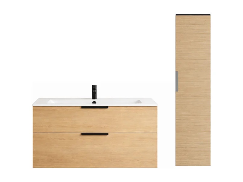 Meuble vasque 120 cm BURGBAD Olena chêne clair + colonne