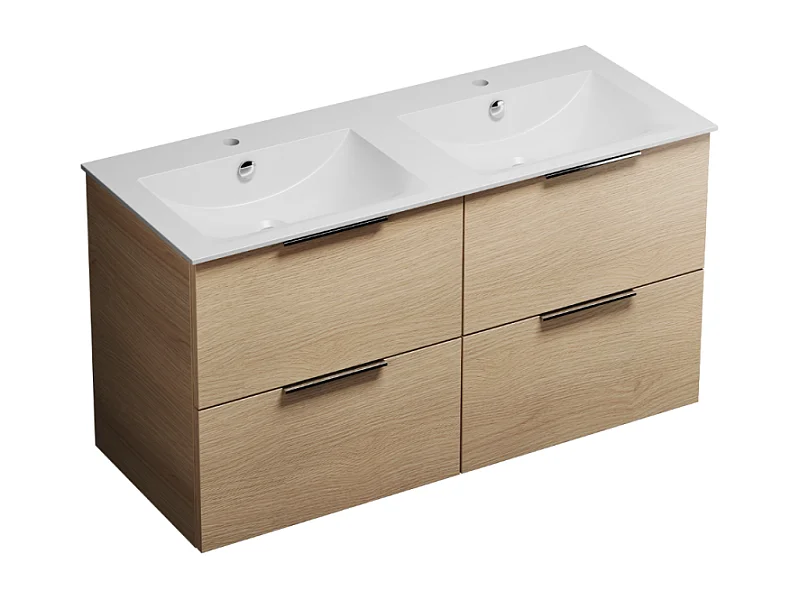 Meuble double vasque 120 cm BURGBAD Olena chêne clair