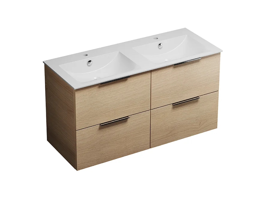Meuble double vasque 120 cm BURGBAD Olena chêne clair