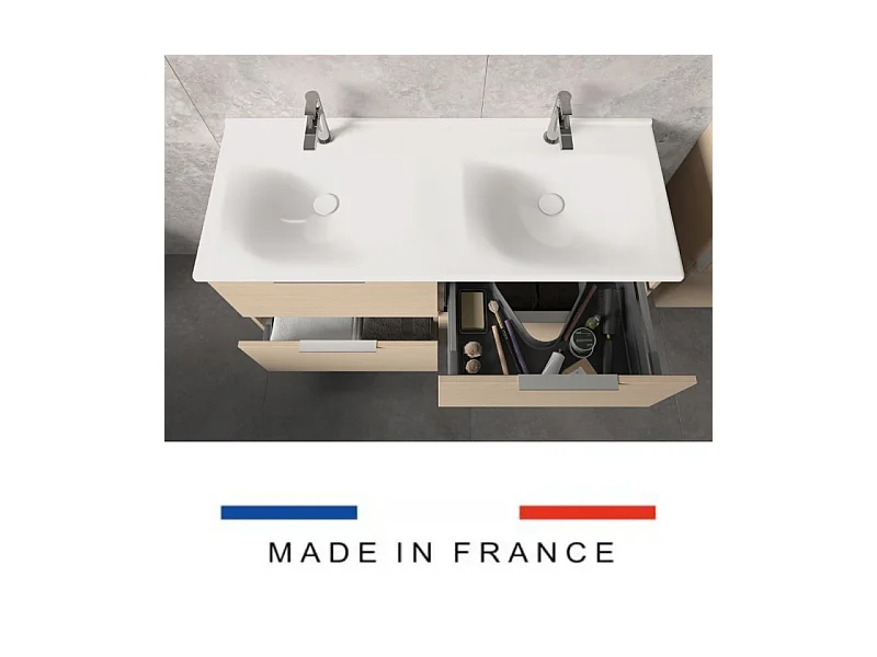 Meuble double vasque 120 cm BURGBAD Olena chêne clair