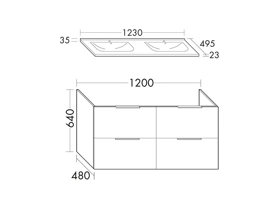 Meuble double vasque 120 cm BURGBAD Olena chêne clair