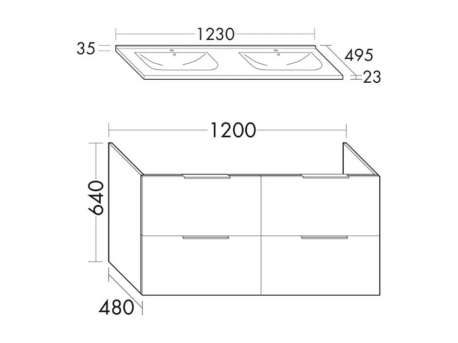 Meuble double vasque 120 cm BURGBAD Olena chêne clair