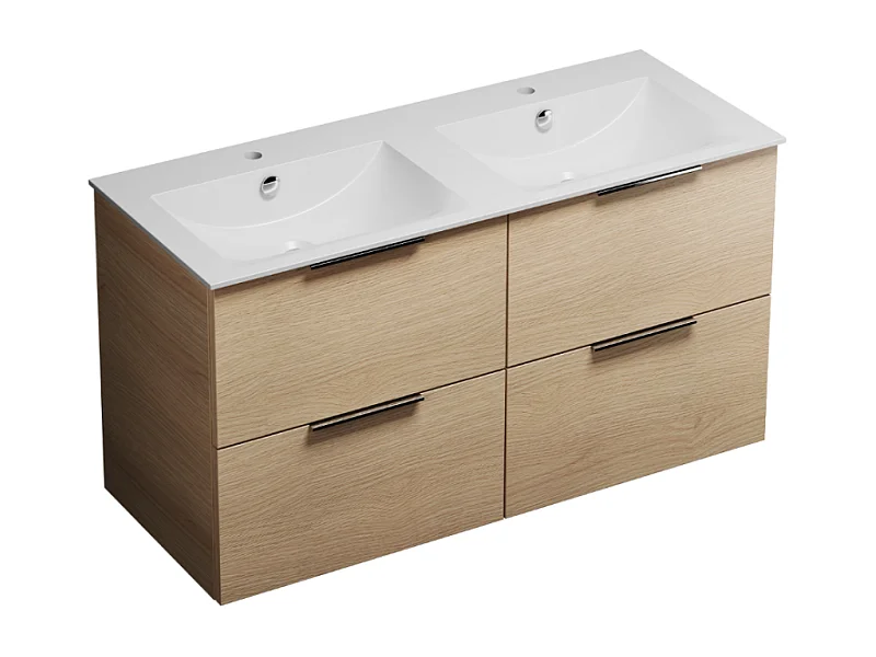 Meuble double vasque 120 cm BURGBAD Olena chêne clair