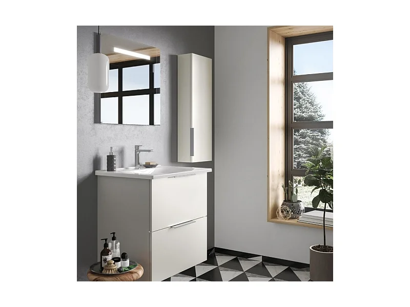 Meuble vasque 90 cm BURGBAD Olena blanc brillant