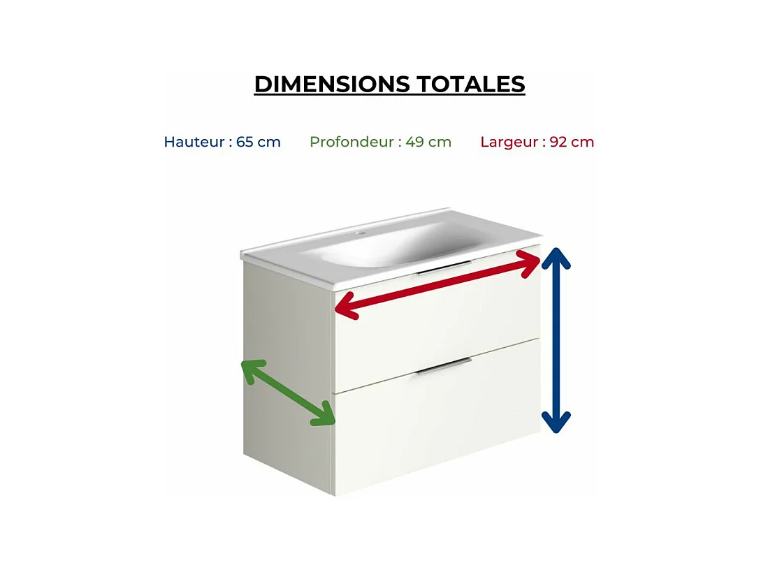 Meuble vasque 90 cm BURGBAD Olena blanc brillant