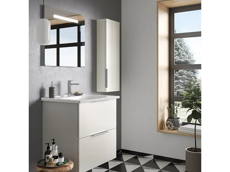 Meuble vasque 90 cm BURGBAD Olena blanc brillant