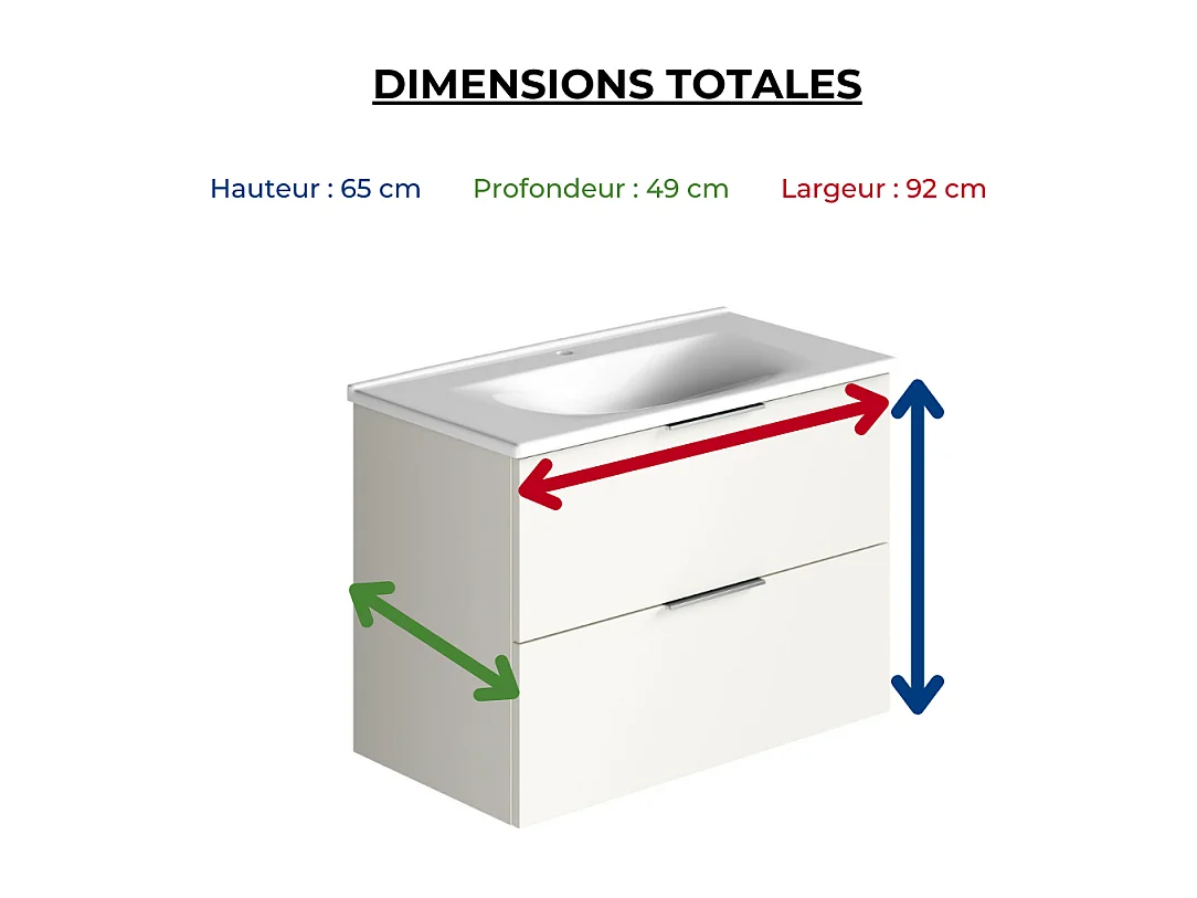 Meuble vasque 90 cm BURGBAD Olena blanc brillant