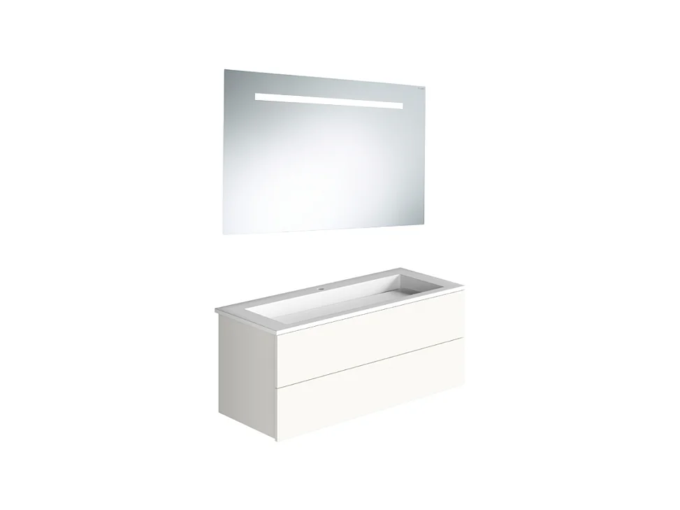 Pack meuble vasque 80 cm BURGBAD Cosmo blanc mat + miroir