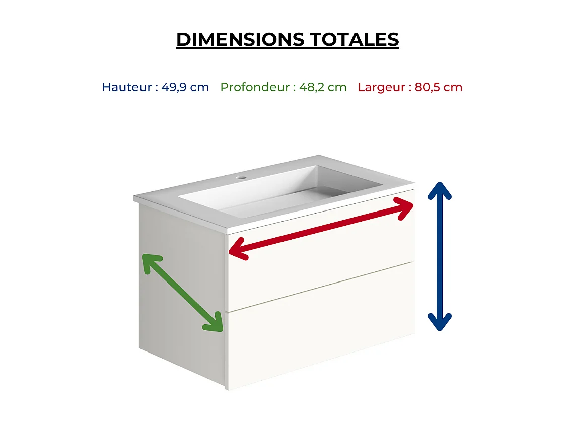 Pack meuble vasque 80 cm BURGBAD Cosmo blanc mat + miroir