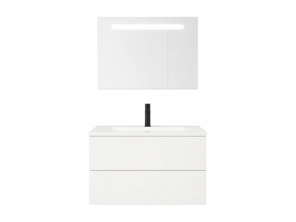 Meuble vasque 80 cm BURGBAD Cosmo blanc mat + miroir
