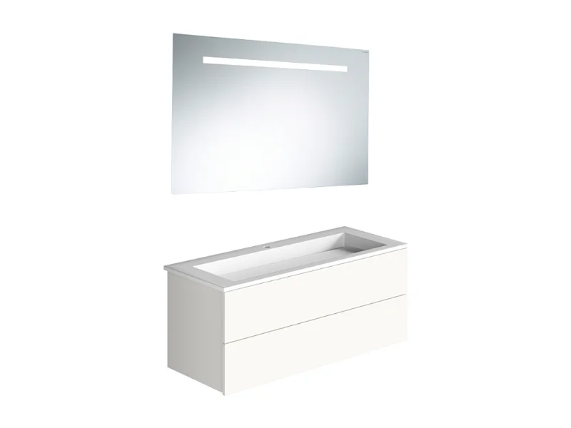 Meuble vasque 80 cm BURGBAD Cosmo blanc mat + miroir