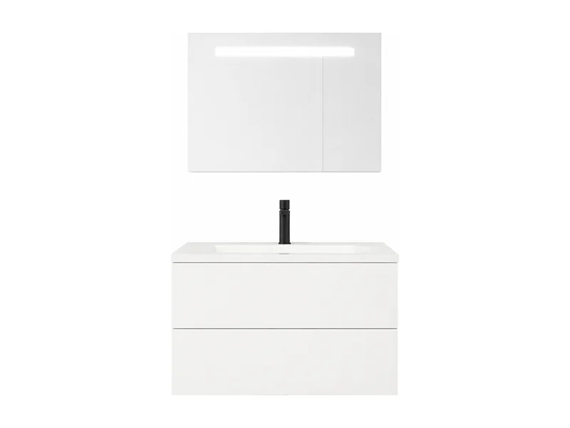 Meuble vasque 80 cm BURGBAD Cosmo blanc mat + miroir