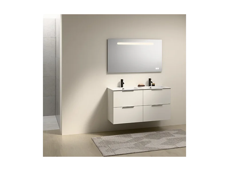 Meuble double vasque 120 cm BURGBAD Olena blanc brillant