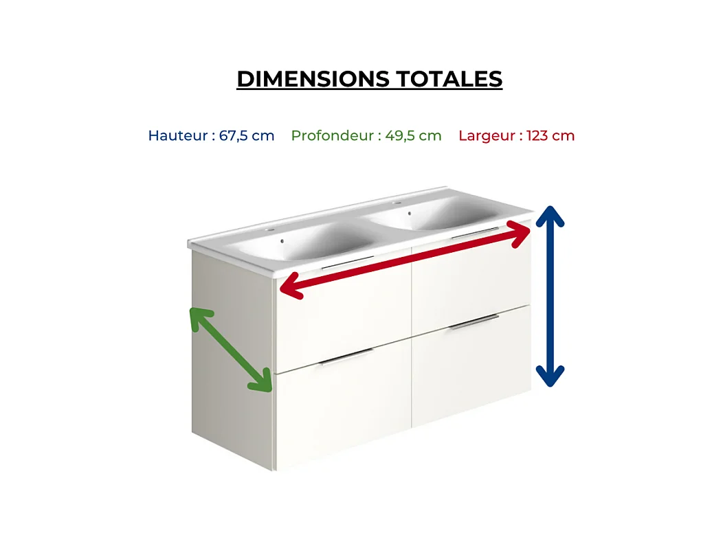Meuble double vasque 120 cm BURGBAD Olena blanc brillant