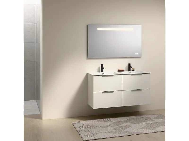 Meuble double vasque 120 cm BURGBAD Olena blanc brillant