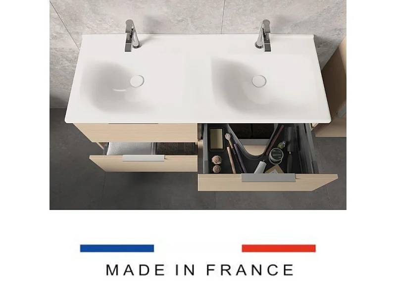 Meuble double vasque 120 cm BURGBAD Olena blanc brillant